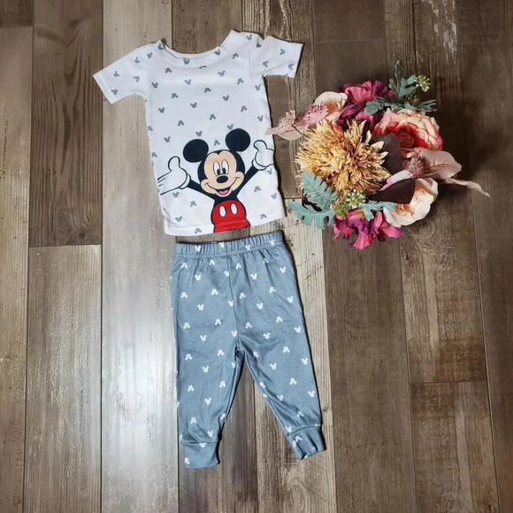 Disney Baby Matching Mickey Mouse PJ Pajama Set Size 6m NWOT - Picture 7 of 14
